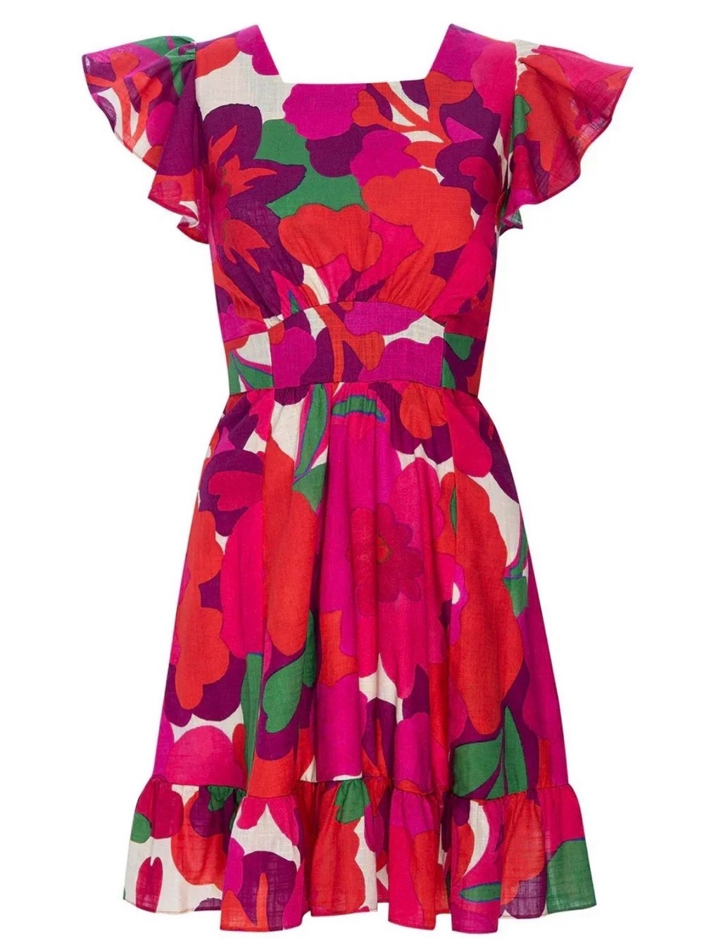 Misa Los Angeles Vibrant Red Floral Print Mini Dress - Picture 3 of 3